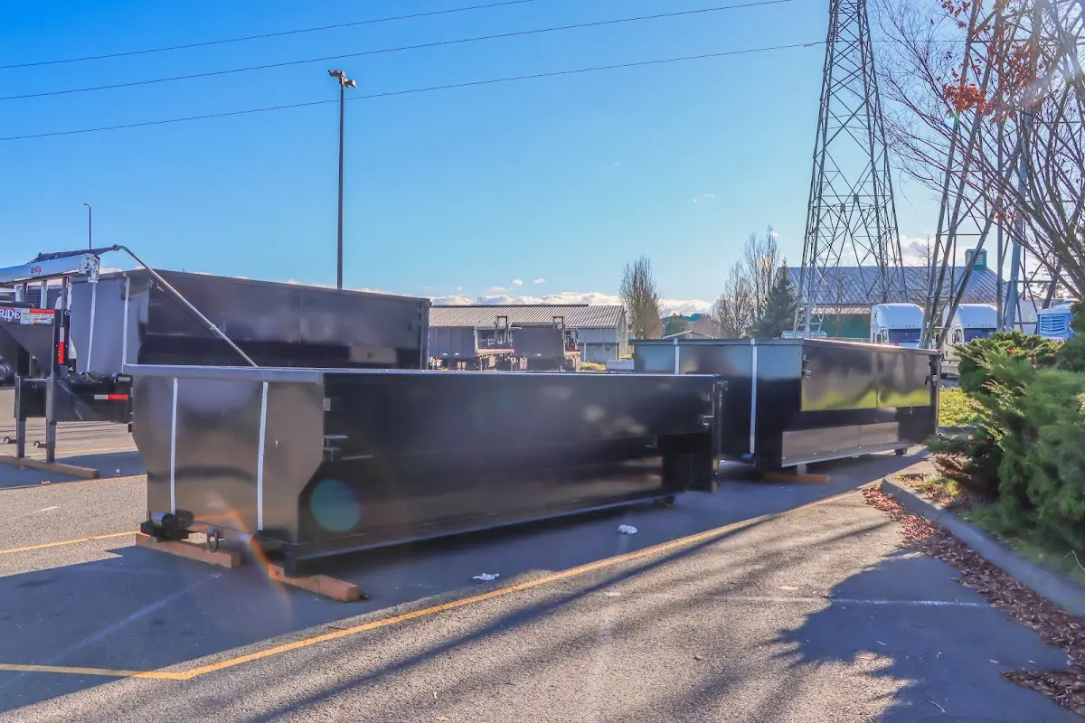 Roll-off dumpster ready for waste disposal at job site for Cleanout Dumpster Rental in Fraser